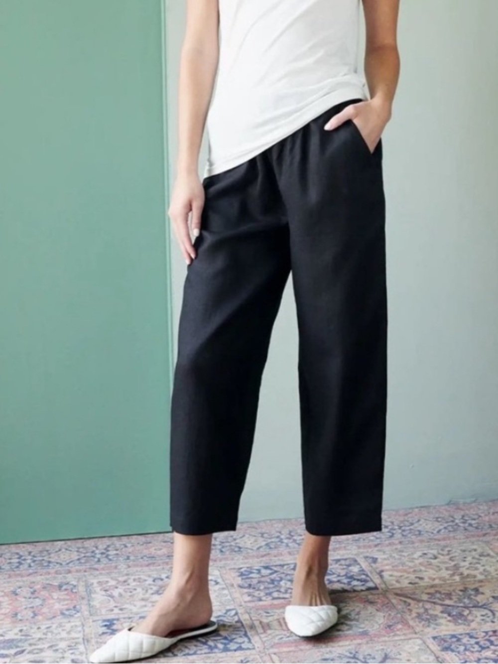 Quince Black 100% European Linen Pants XS